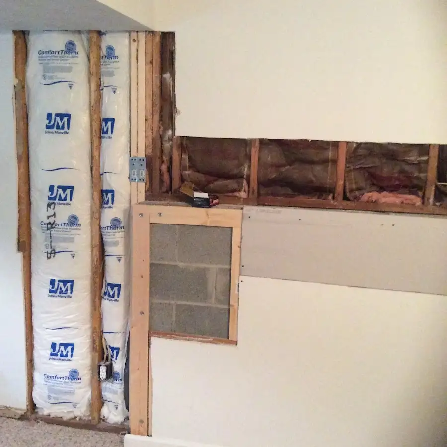 Wall insulation replacement during Basement Flood Cleanup in Spearfish